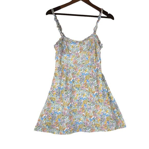 ZARA Dainty Pastel Floral Smocked Mini Sundress M Prairie Cottage Hippie - Picture 2 of 8